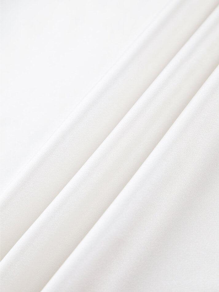 TWO-PIECE WHITE SATIN TOP AND SKIRT SET WITH WHITE FRENCH LACE DETAILS