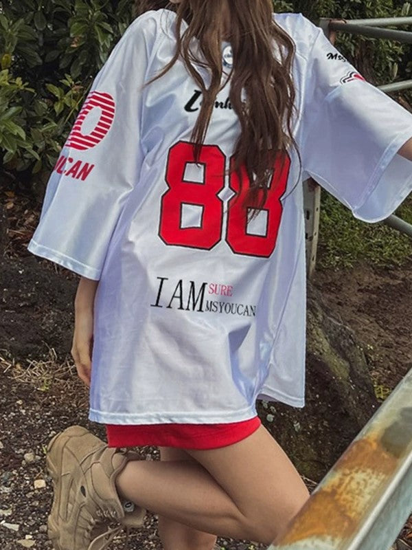 TWO SHORT SLEEVE JERSEYS WITH CONTRAST COLORS AND RETRO PRINT