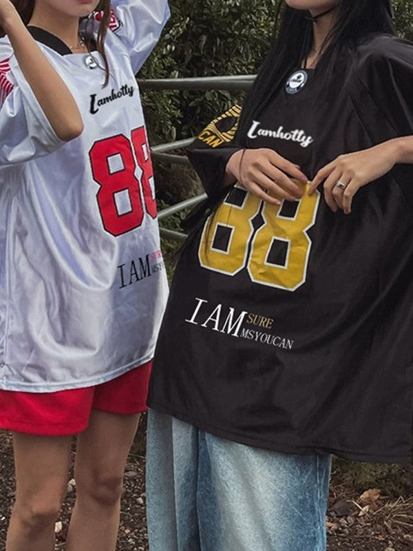 TWO SHORT SLEEVE JERSEYS WITH CONTRAST COLORS AND RETRO PRINT