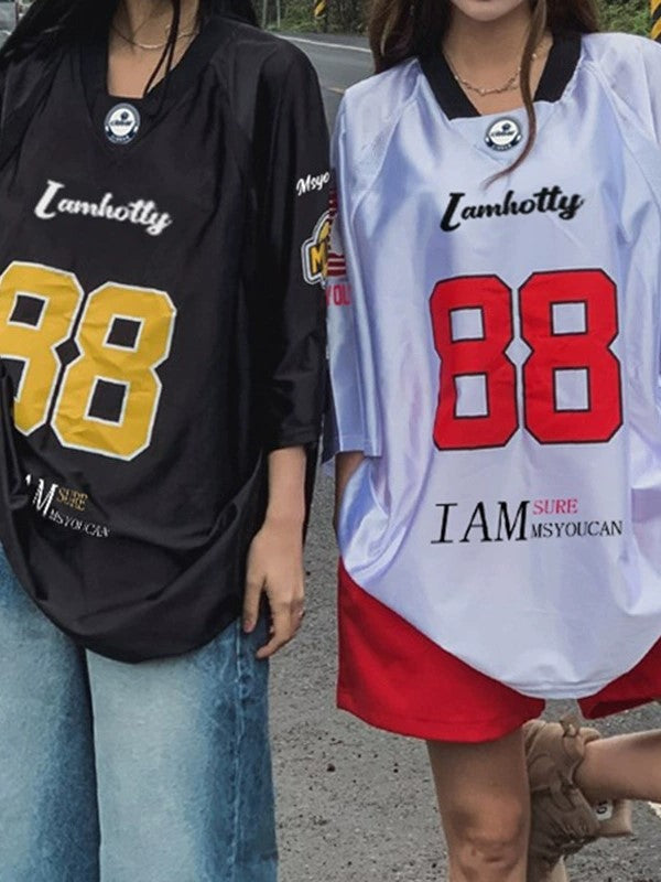 TWO SHORT SLEEVE JERSEYS WITH CONTRAST COLORS AND RETRO PRINT