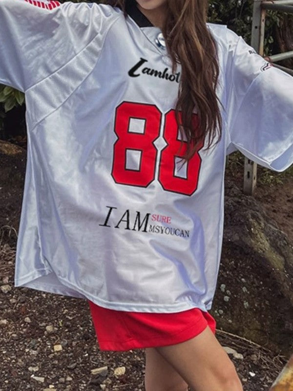 TWO SHORT SLEEVE JERSEYS WITH CONTRAST COLORS AND RETRO PRINT