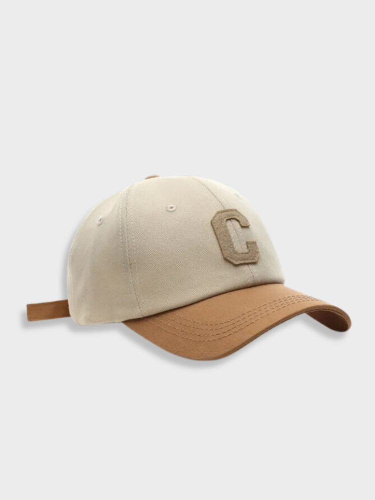 TWO-TONE BASEBALL CAP WITH C - VINTAGE C CAP FOR THE FASHION-FORWARD INDIVIDUAL