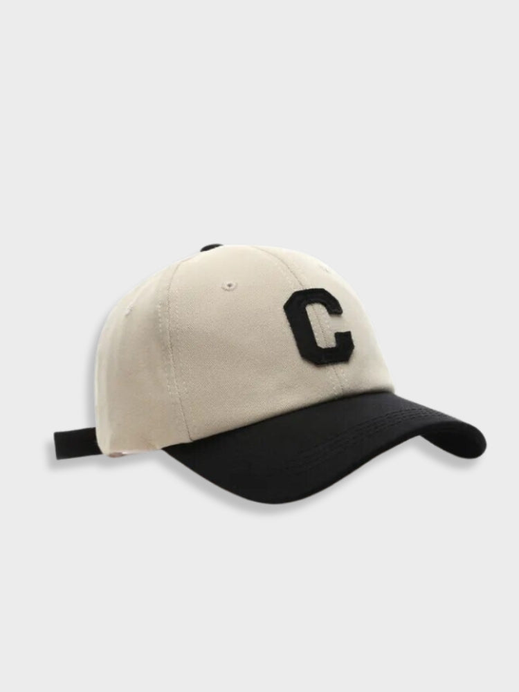TWO-TONE BASEBALL CAP WITH C - VINTAGE C CAP FOR THE FASHION-FORWARD INDIVIDUAL