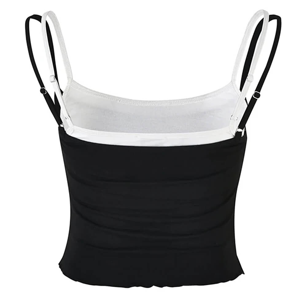 TWO-TONE CAMISOLE: BLACK AND WHITE DOUBLE SPAGHETTI STRAPS