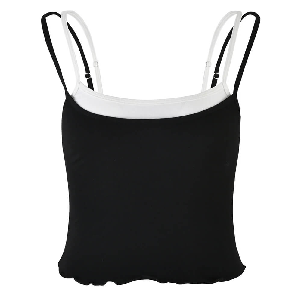 TWO-TONE CAMISOLE: BLACK AND WHITE DOUBLE SPAGHETTI STRAPS