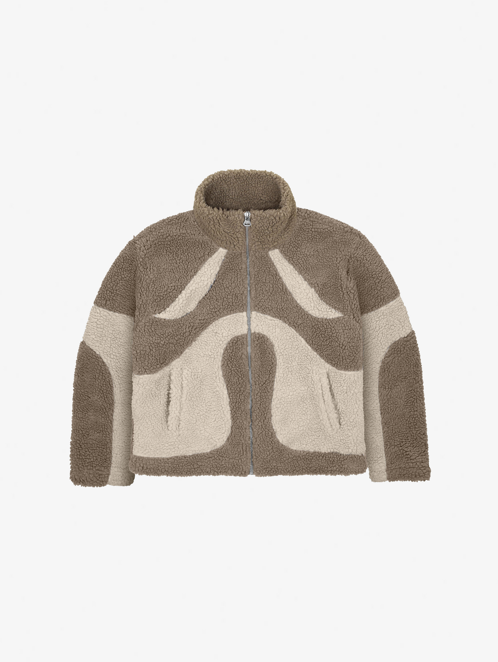 TWO-TONE FLEECE JACKET WITH OVERSIZED DROPPED SHOULDER DESIGN