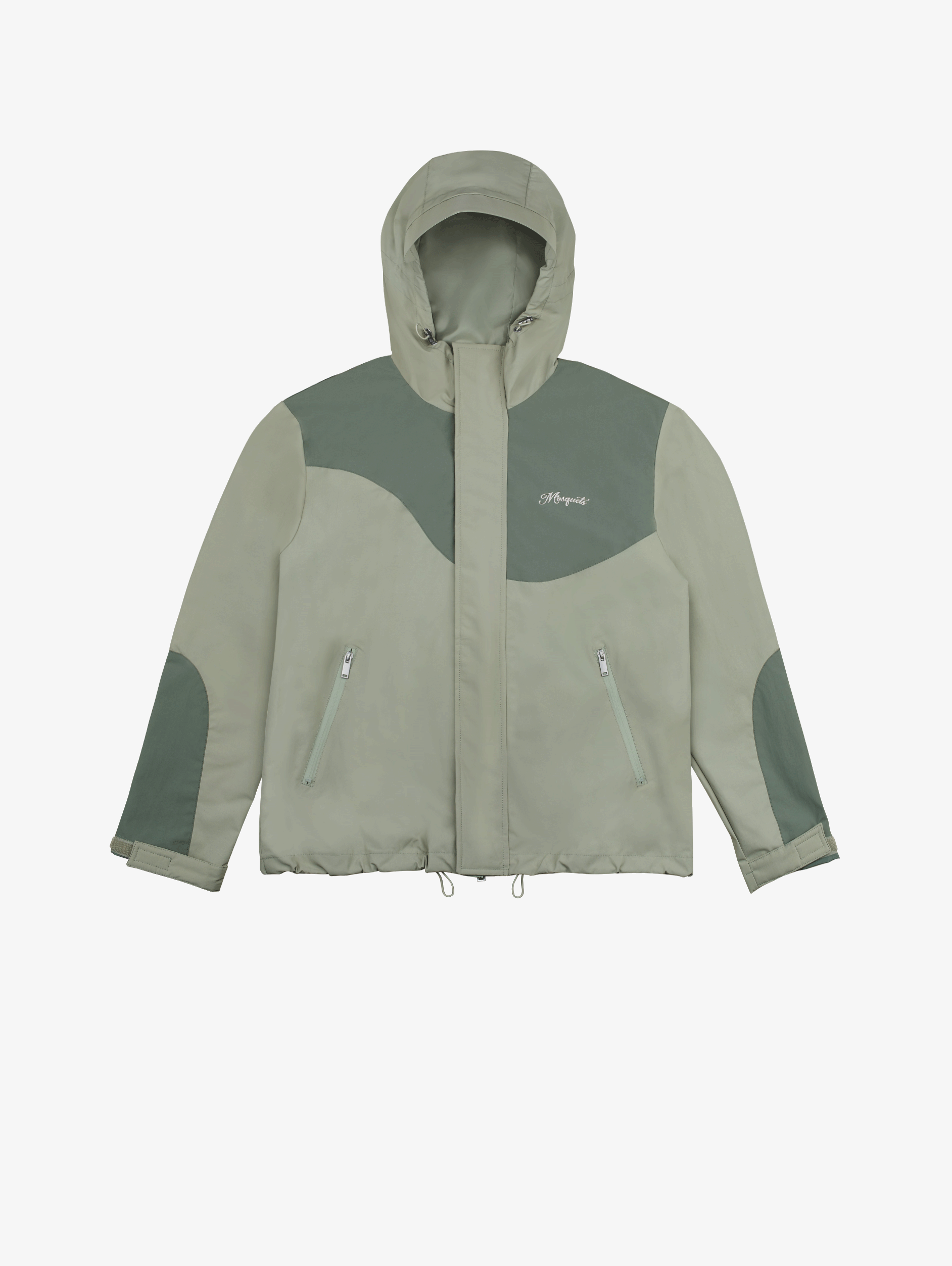 TWO-TONE HOODED JACKET IN LIGHT BEIGE WATERPROOF WINDPROOF DESIGN