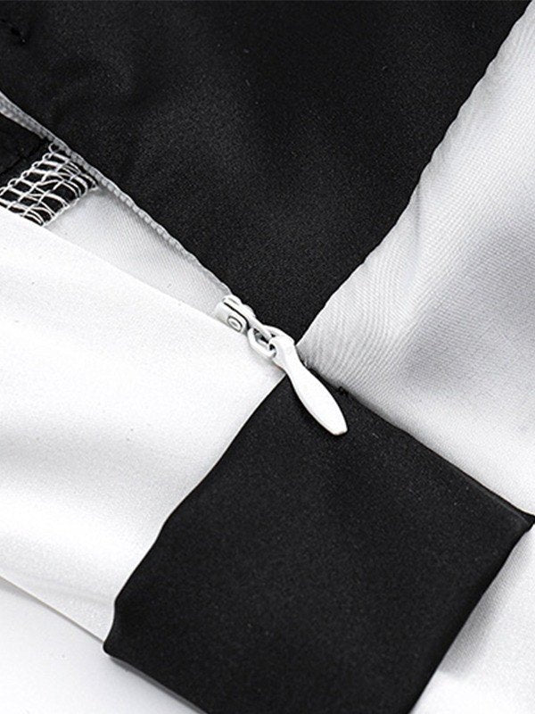 TWO-TONE SATIN TANK TOP WITH PATCHWORK DESIGN