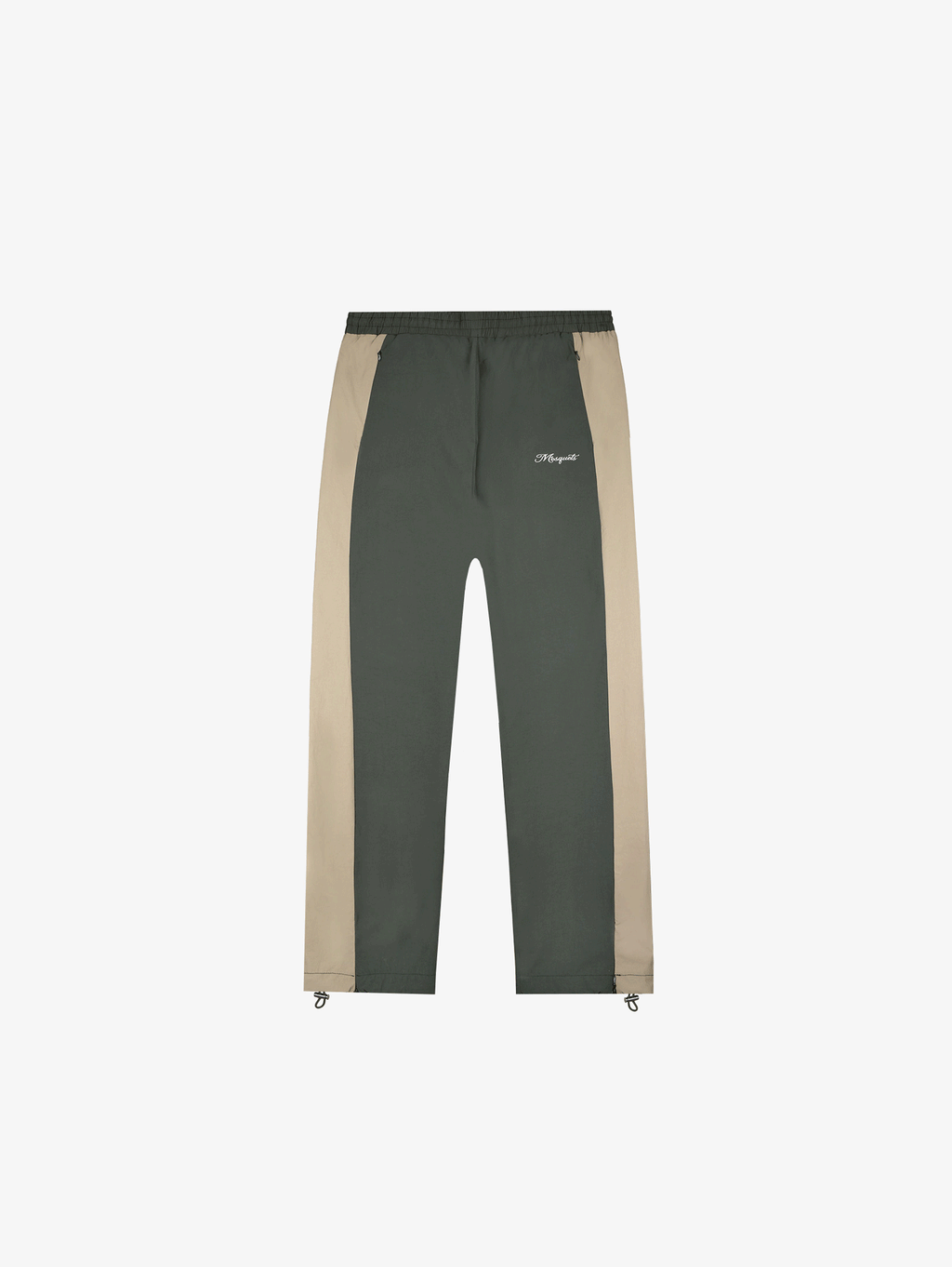 TWO-TONE TRACK PANTS WITH BEIGE EMBROIDERY AND NYLON GREEN ACCENTS