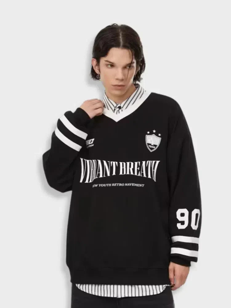 UNISEX CASUAL LONG SLEEVE JERSEY WITH WHITE ACCENTS