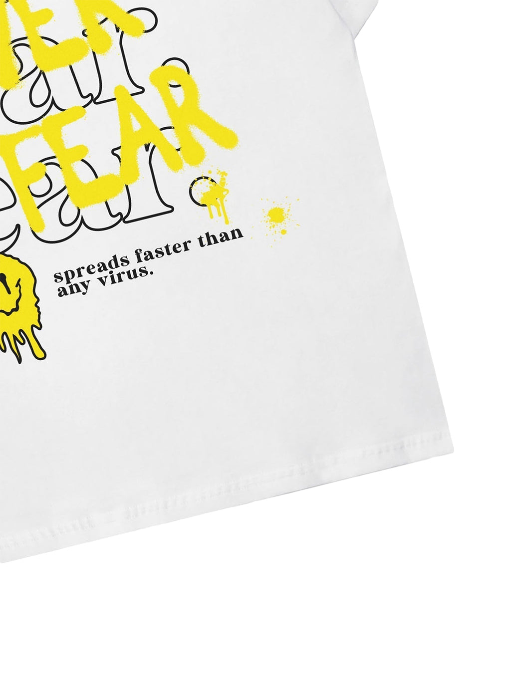 UNISEX COTTON T-SHIRT FEAR SMILEY FACE GRAFFITI PRINT DESIGN