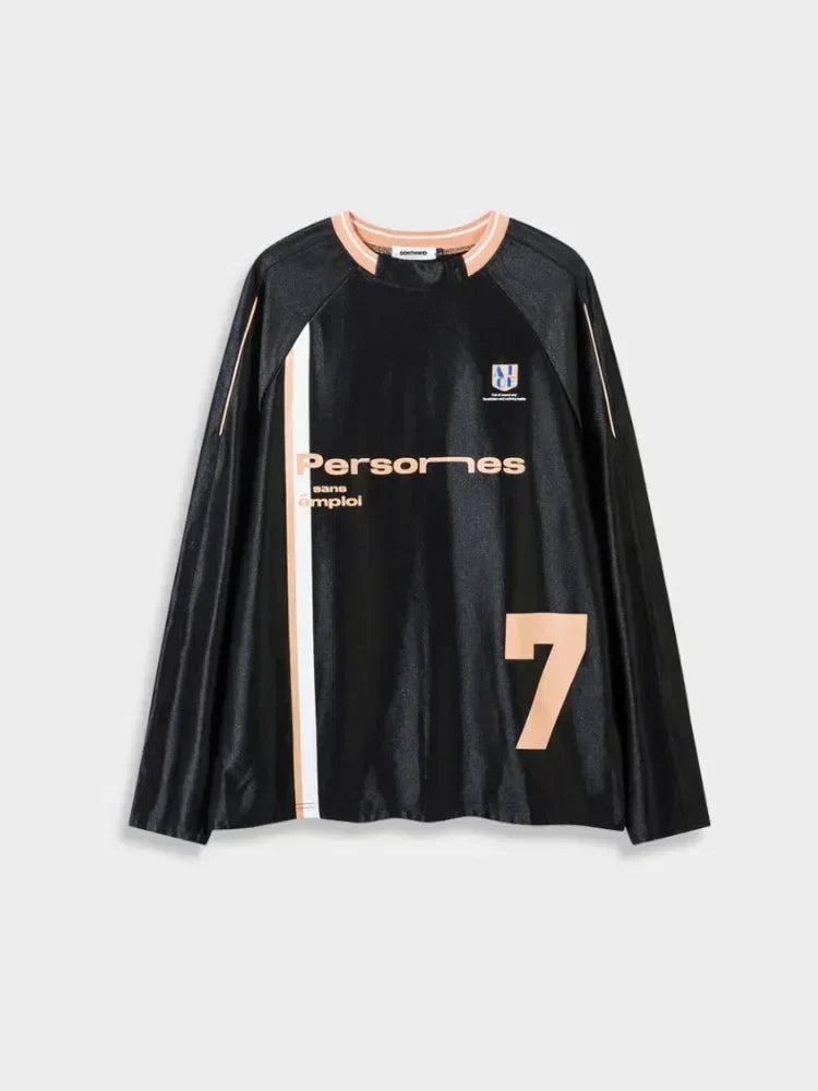 UNISEX LONG-SLEEVED T-SHIRT WITH BLACK AND RED ACCENTS FOR MODERN STREETWEAR