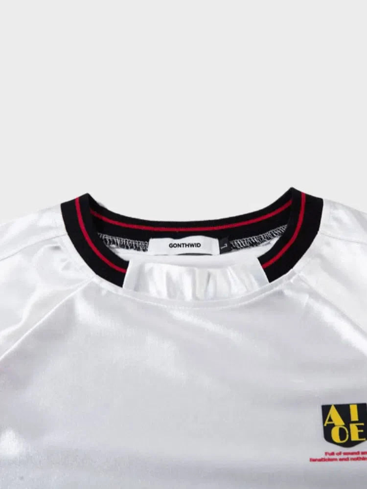 UNISEX LONG-SLEEVED T-SHIRT WITH BLACK AND RED ACCENTS FOR MODERN STREETWEAR