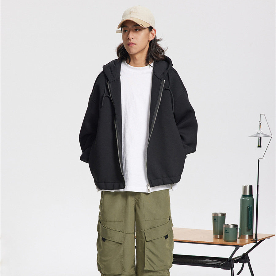 UNISEX OVERSIZED HEAVY ZIP HOODIE IN BLACK