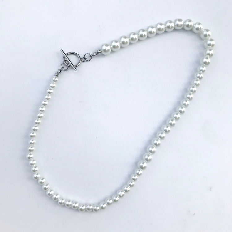 UNISEX PEARL NECKLACE WITH TOGGLE CLASP