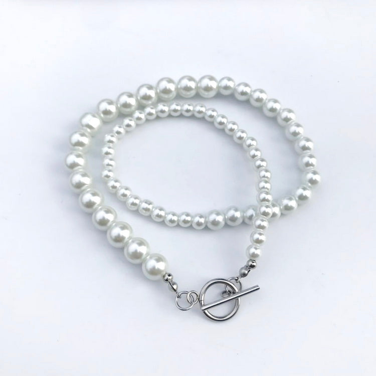 UNISEX PEARL NECKLACE WITH TOGGLE CLASP