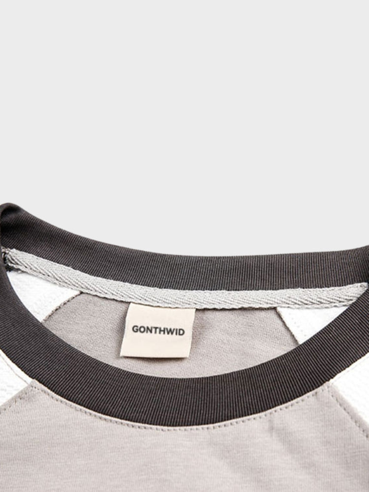 UNISEX TEE BROKENHEART VINTAGE GRAY AND WHITE WITH BLACK SLEEVES