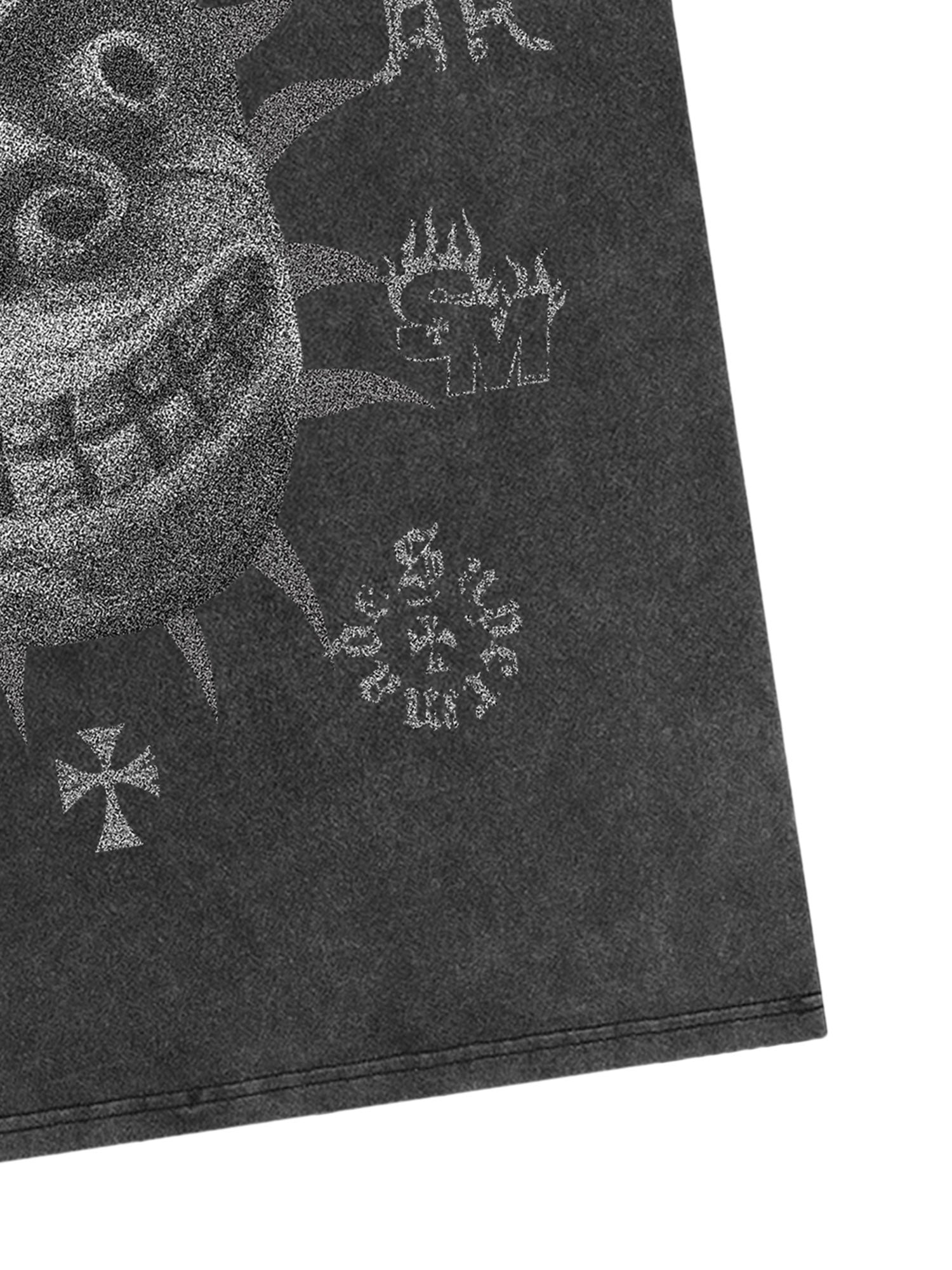 GRAY GRAPHIC SHORT SLEEVE TEE WITH CHIC PRINT DESIGN