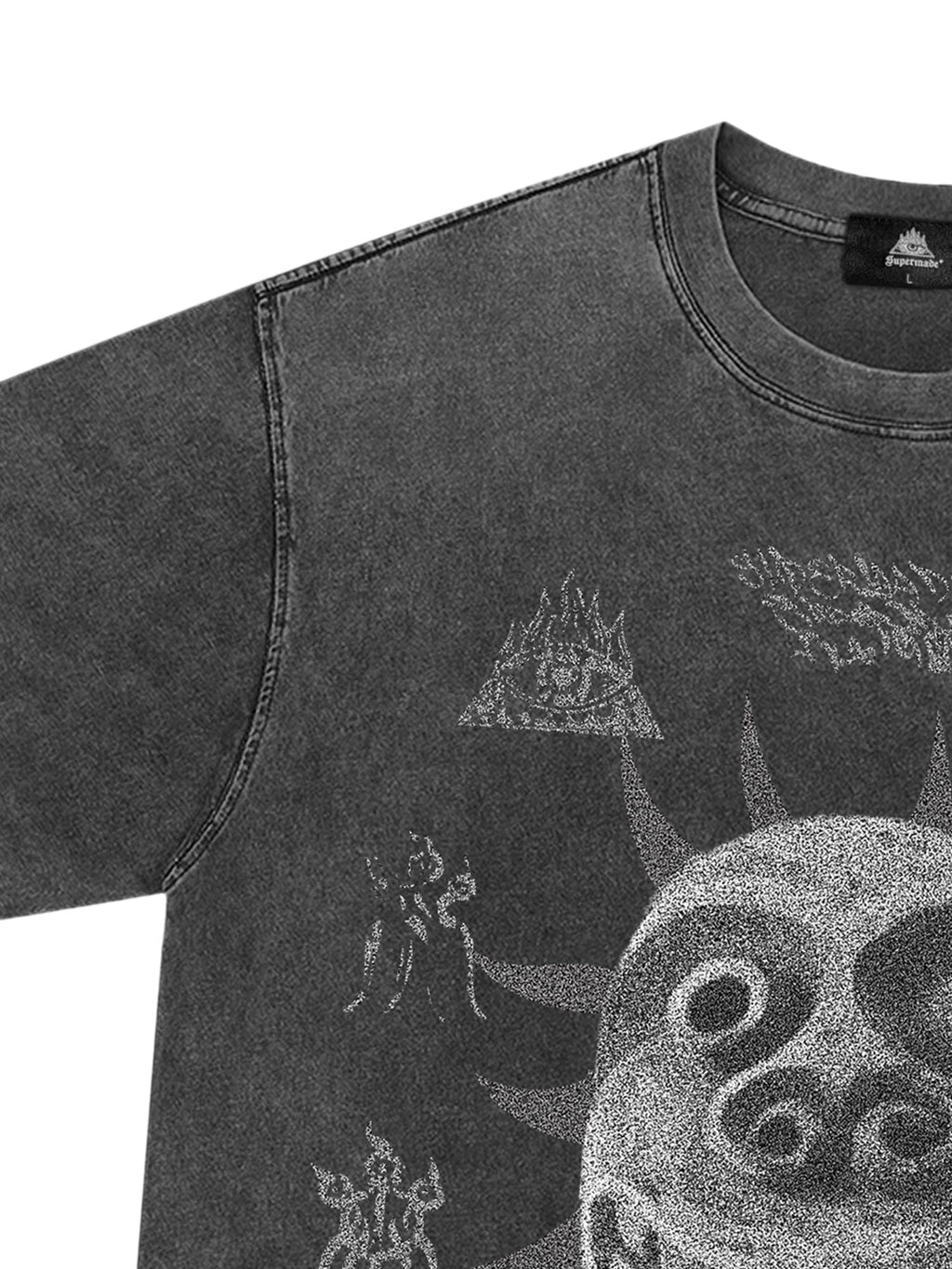 GRAY GRAPHIC SHORT SLEEVE TEE WITH CHIC PRINT DESIGN