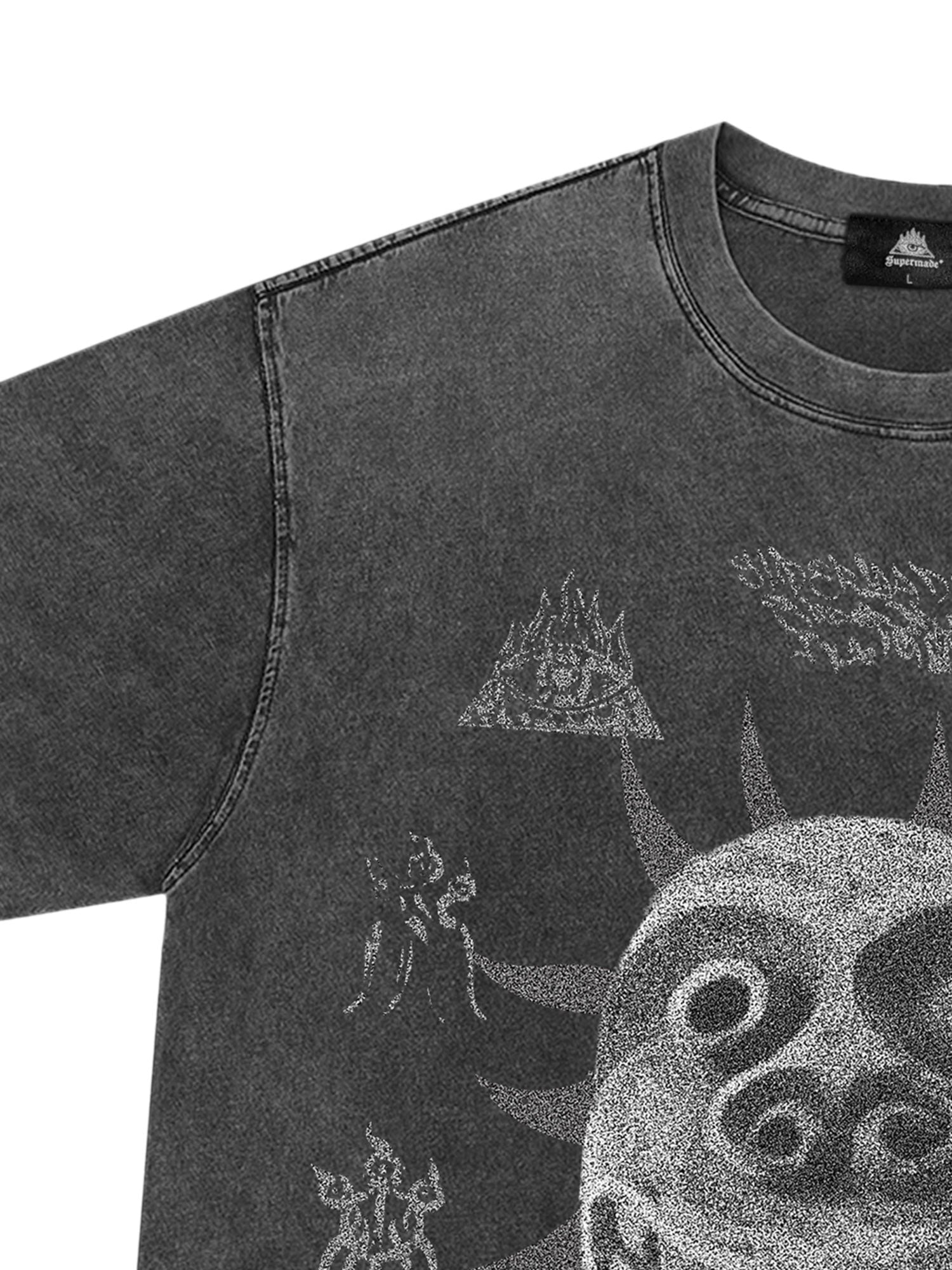 GRAY GRAPHIC SHORT SLEEVE TEE WITH CHIC PRINT DESIGN