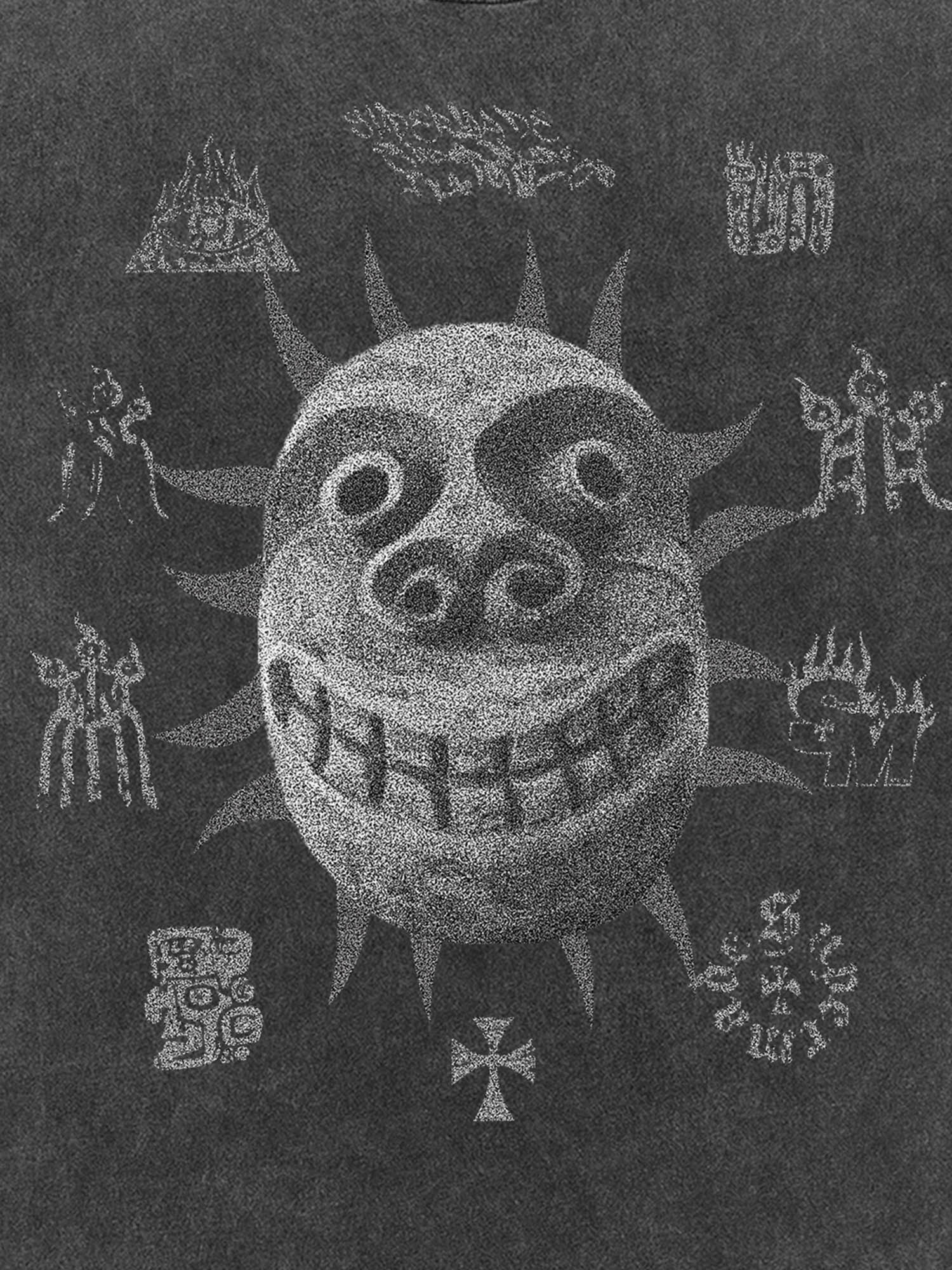 GRAY GRAPHIC SHORT SLEEVE TEE WITH CHIC PRINT DESIGN