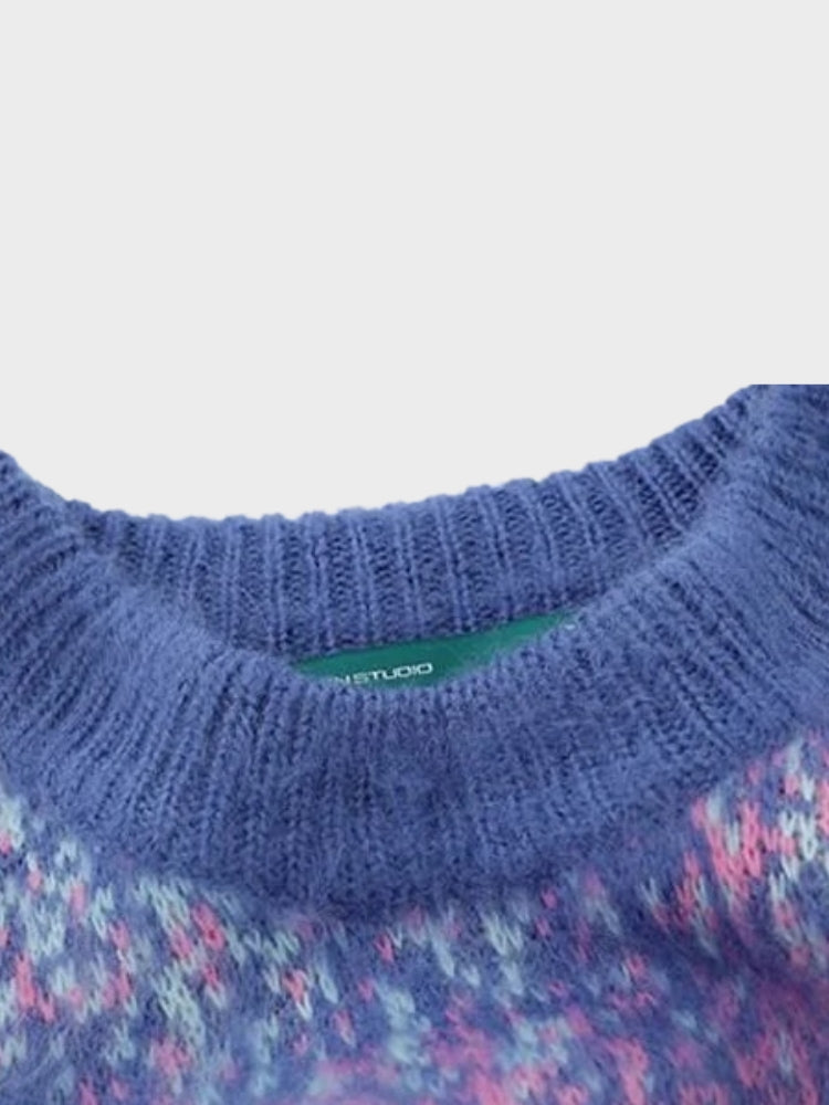 VINTAGE AMERICAN LOOSE SPIDER SWEATER IN BLUE AND PURPLE