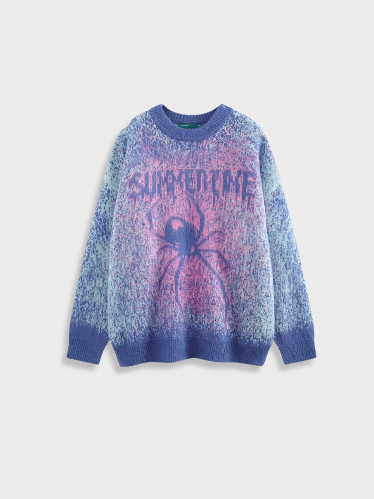 VINTAGE AMERICAN LOOSE SPIDER SWEATER IN BLUE AND PURPLE