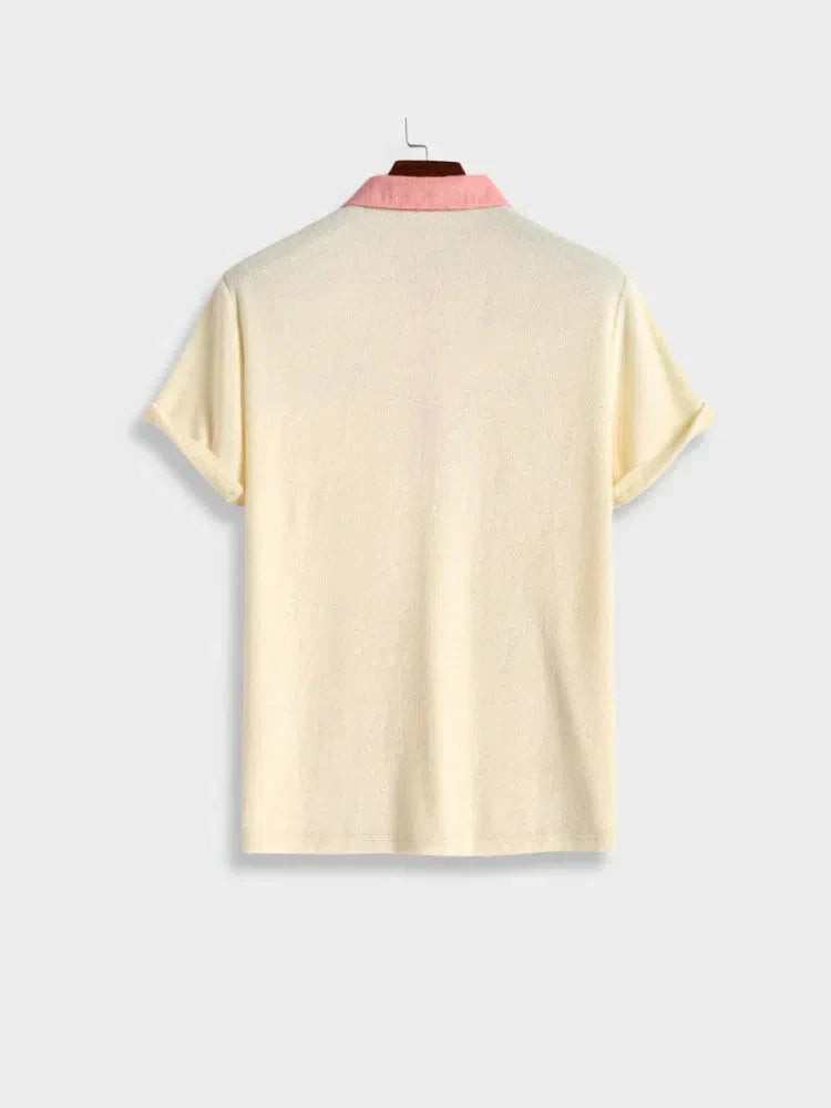VINTAGE MEN’S POLO SHIRT WITH PINK COLLAR - MEN’S POLO COLLECTION