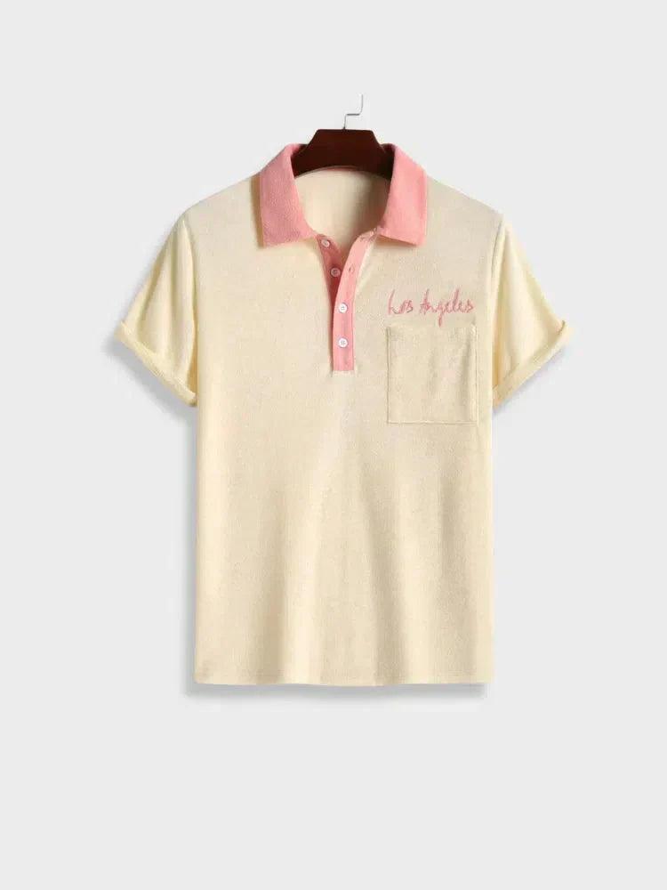 VINTAGE MEN’S POLO SHIRT WITH PINK COLLAR - MEN’S POLO COLLECTION