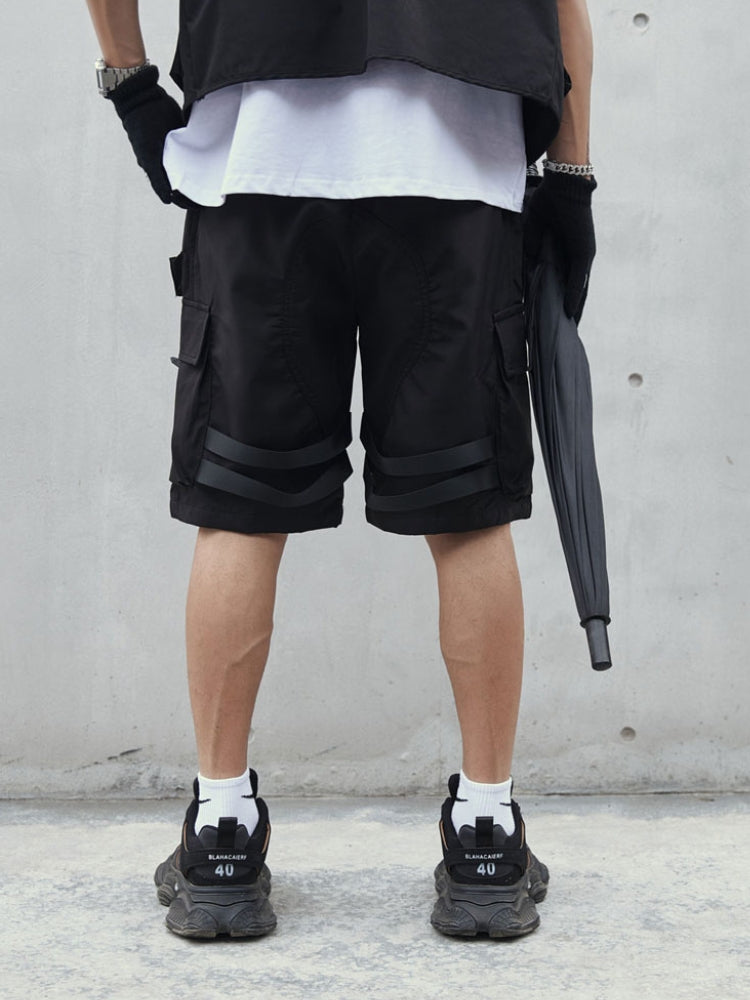 VINTAGE TACTICAL CARGO SHORTS WITH STRAPS AND POCKETS