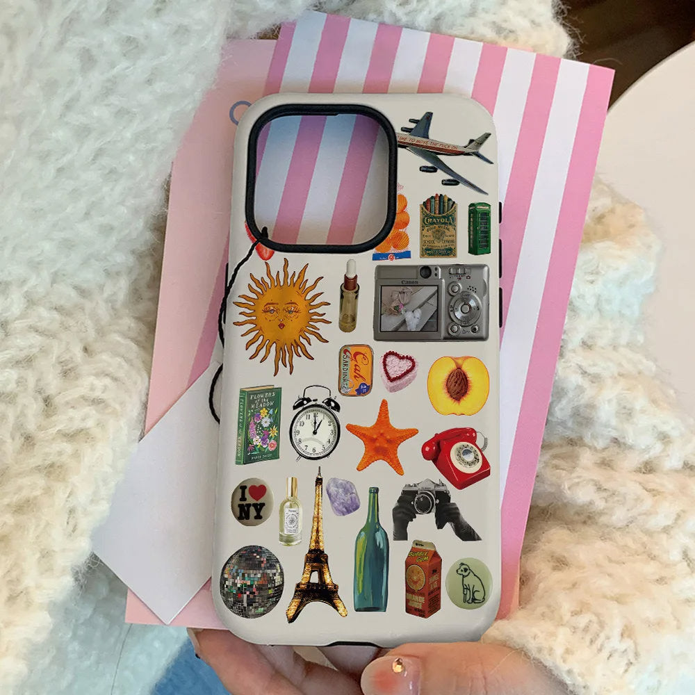 VINTAGE TRAVEL STICKERS COLLAGE PHONE CASE