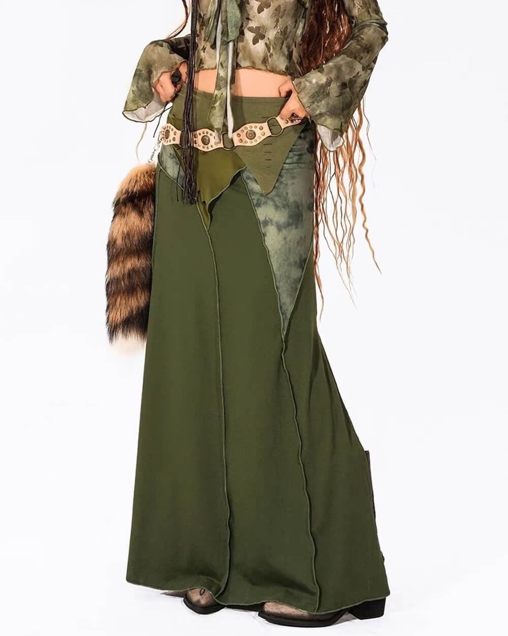 WHIMSICAL PATCHWORK MAXI SKIRT COTTAGECORE MAXI SKIRT