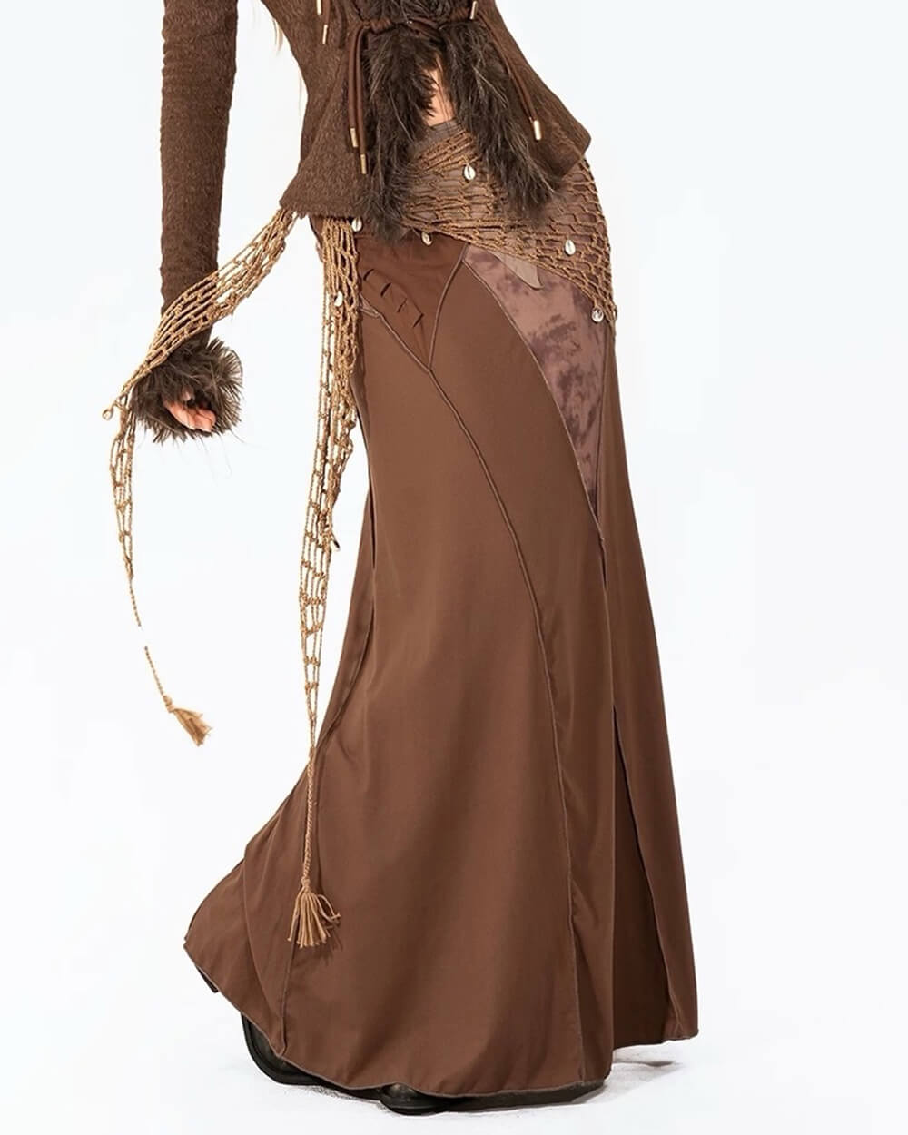 WHIMSICAL PATCHWORK MAXI SKIRT COTTAGECORE MAXI SKIRT