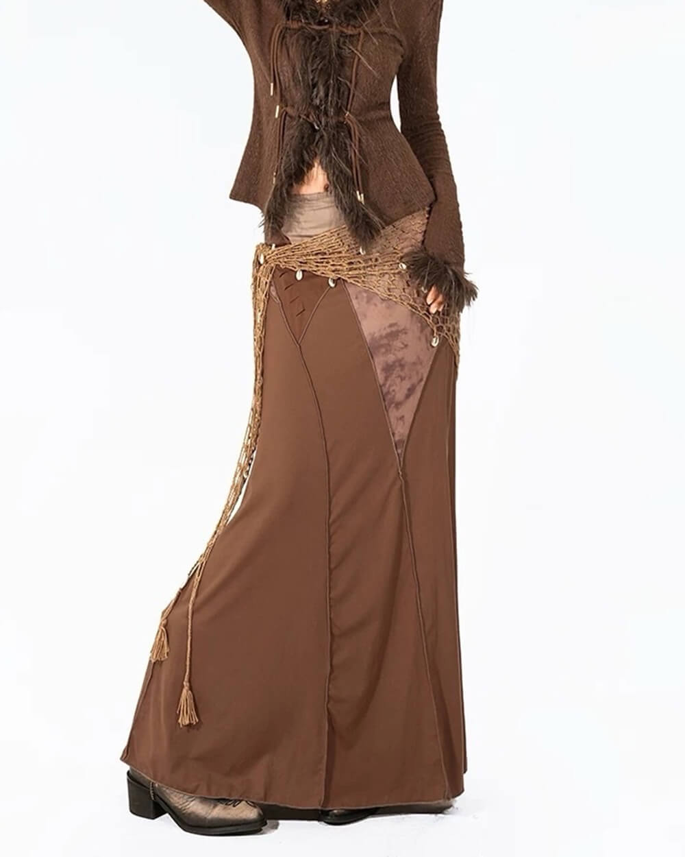 WHIMSICAL PATCHWORK MAXI SKIRT COTTAGECORE MAXI SKIRT