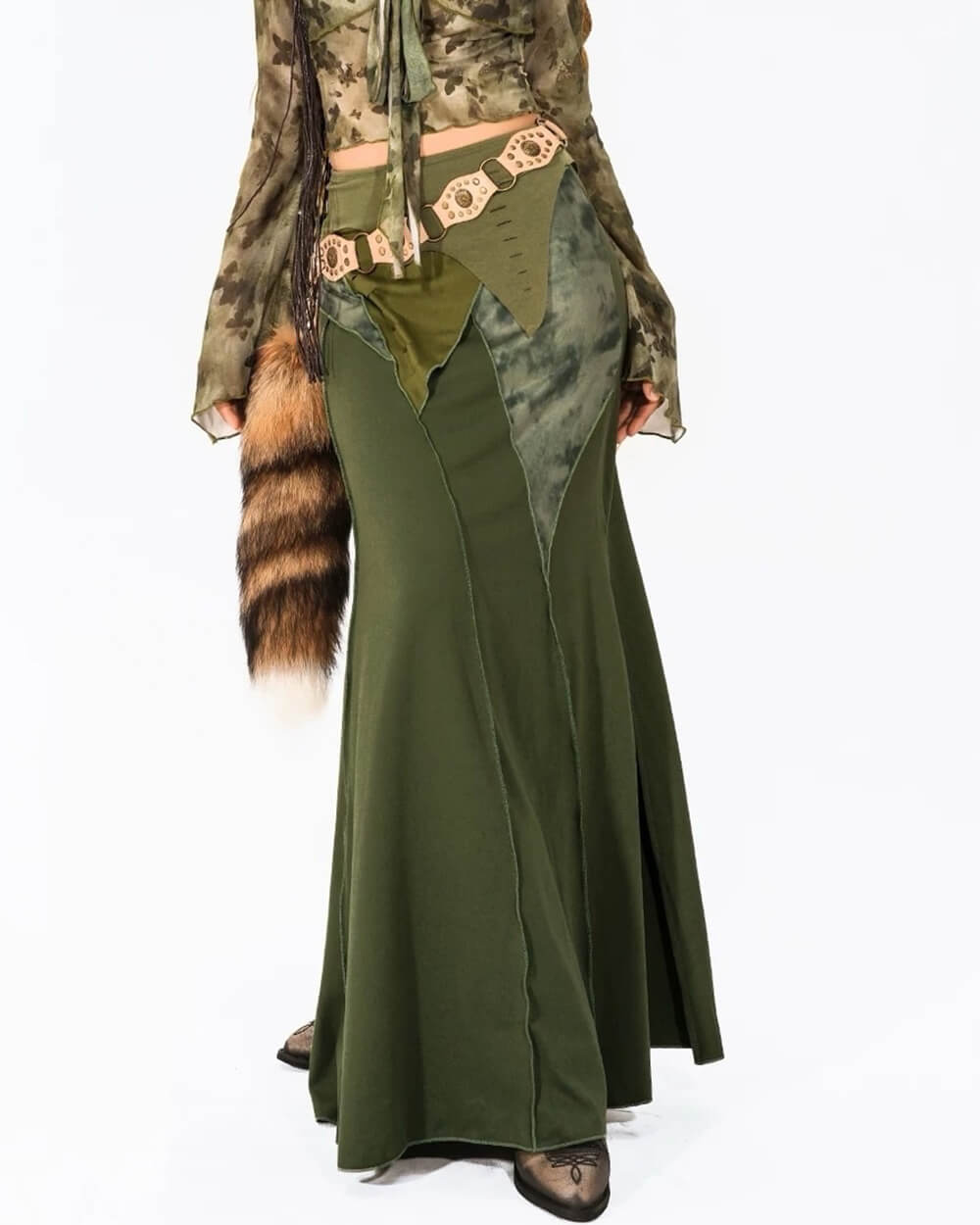 WHIMSICAL PATCHWORK MAXI SKIRT COTTAGECORE MAXI SKIRT