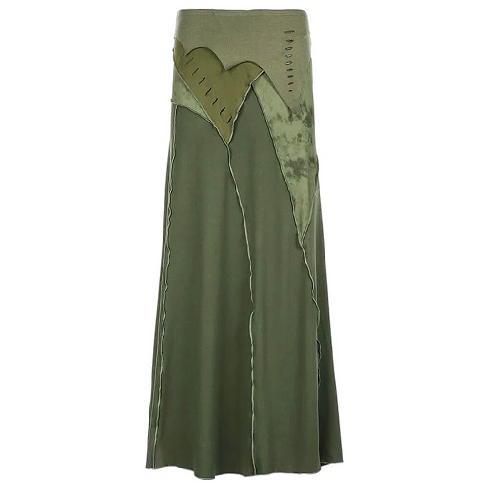 WHIMSICAL PATCHWORK MAXI SKIRT COTTAGECORE MAXI SKIRT