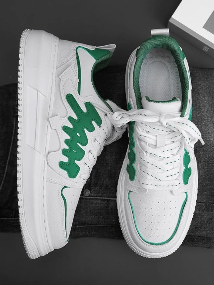 WHITE AND GREEN SNEAKERS FOR EVERYDAY WEAR AND GRAFFITI STYLE