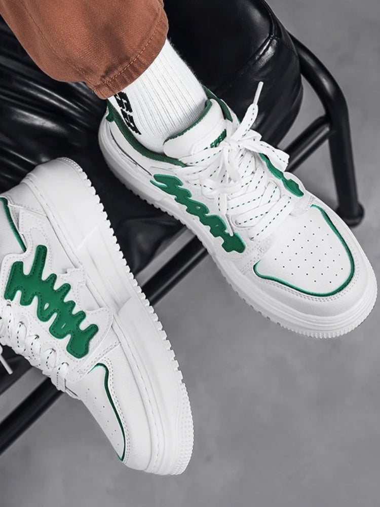 WHITE AND GREEN SNEAKERS FOR EVERYDAY WEAR AND GRAFFITI STYLE
