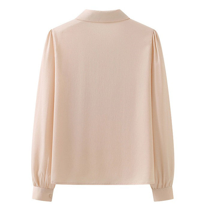 WHITE BLOUSE WITH BLACK BOW TIE NECK FOR ELEGANT OFFICE WEAR