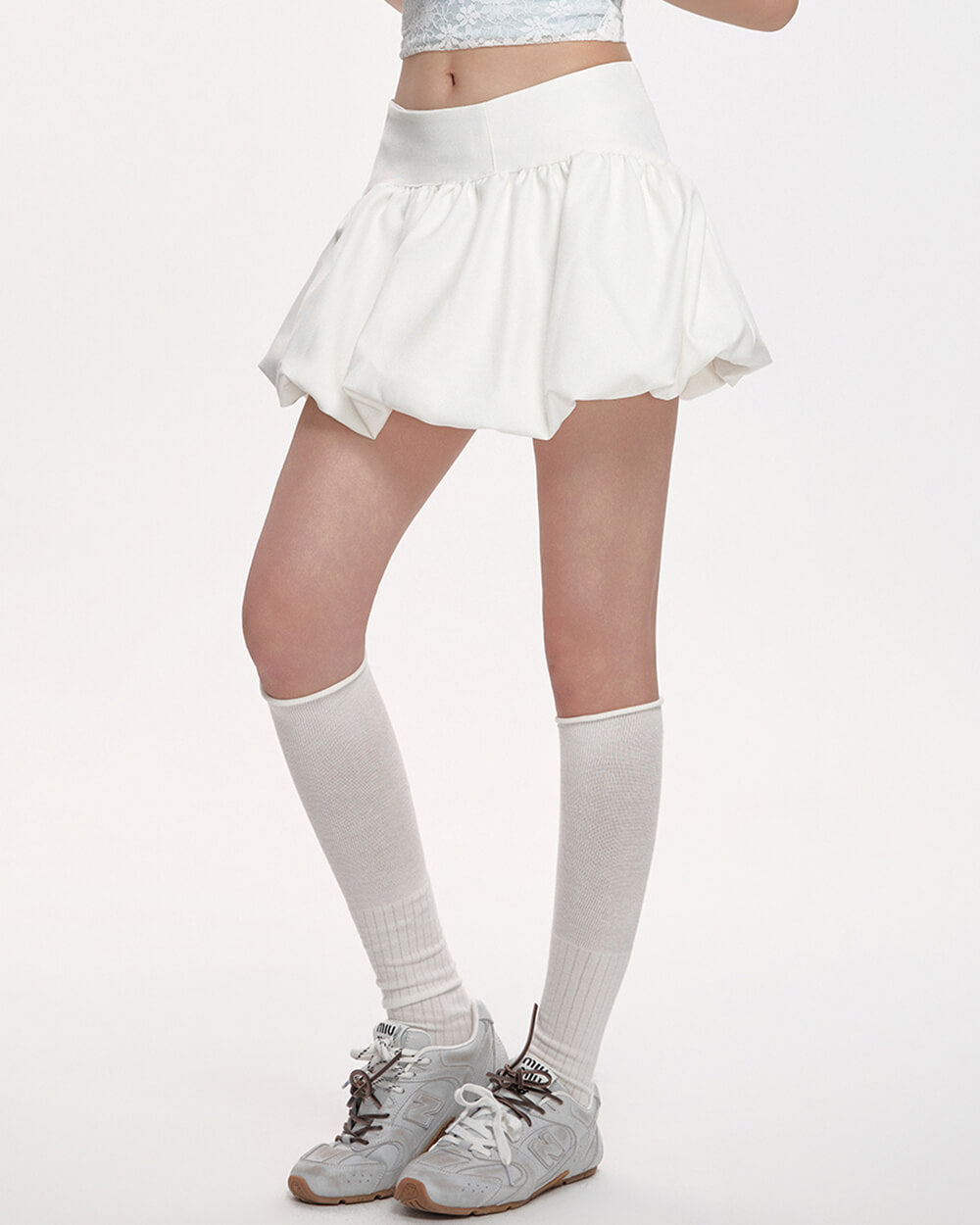 WHITE BUBBLE SKIRT FOR WOMEN FASHION PIECE