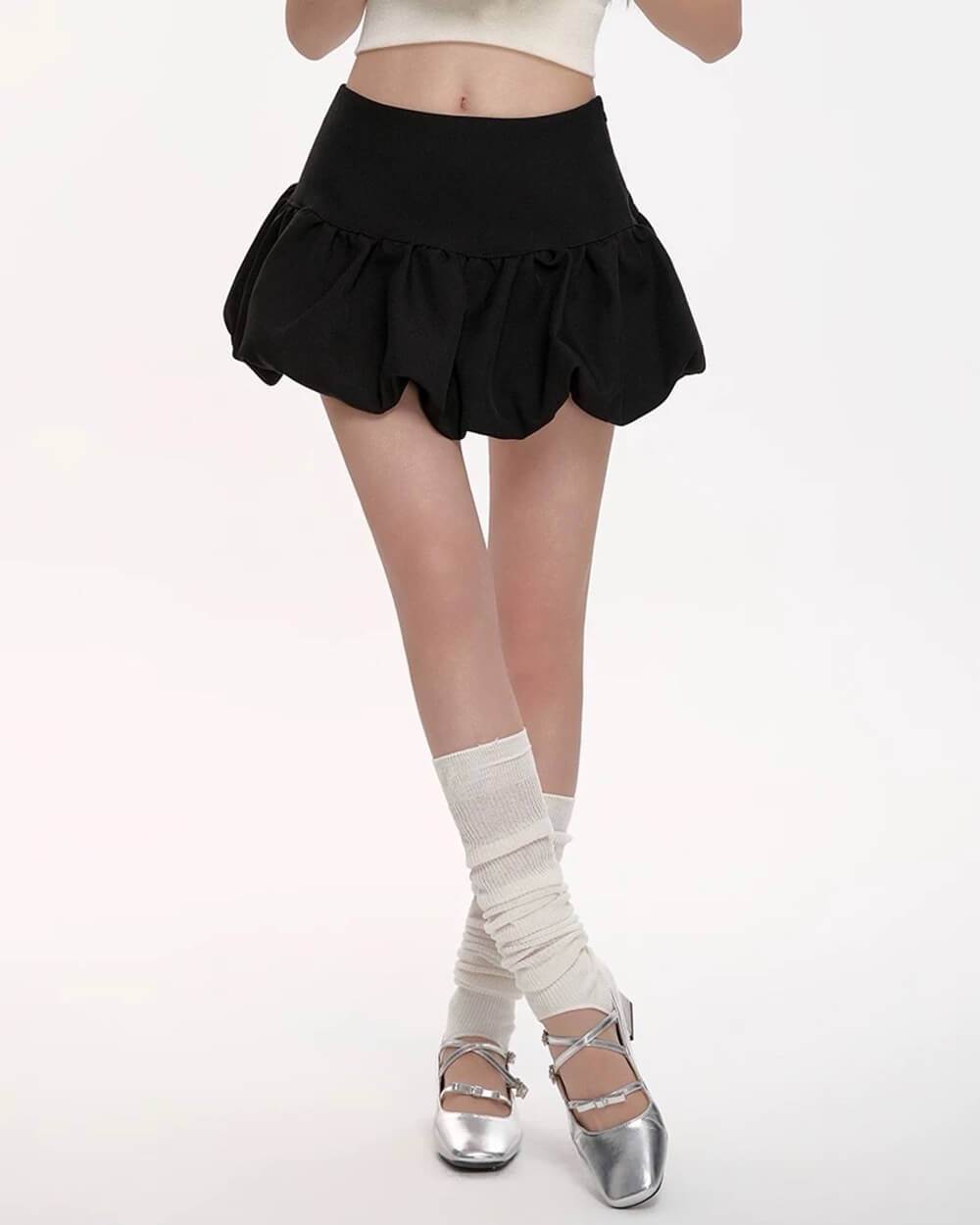 WHITE BUBBLE SKIRT FOR WOMEN FASHION PIECE
