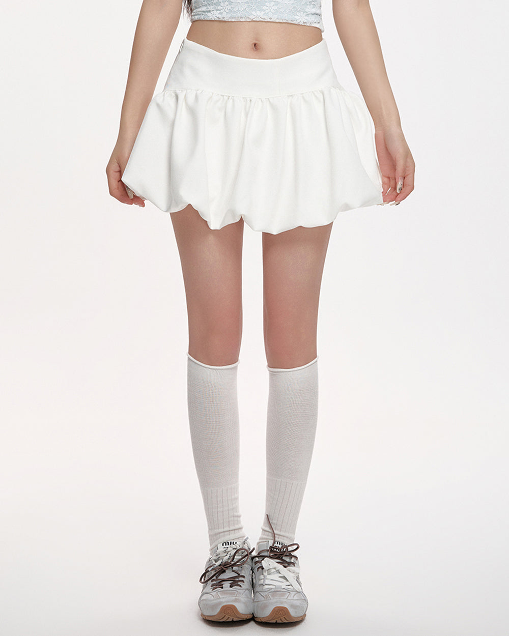 WHITE BUBBLE SKIRT FOR WOMEN FASHION PIECE