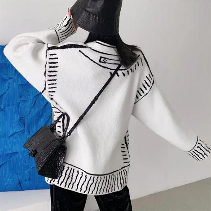 WHITE CARTOON-STYLE CARDIGAN FOR WOMEN PRODUCT DESCRIPTION