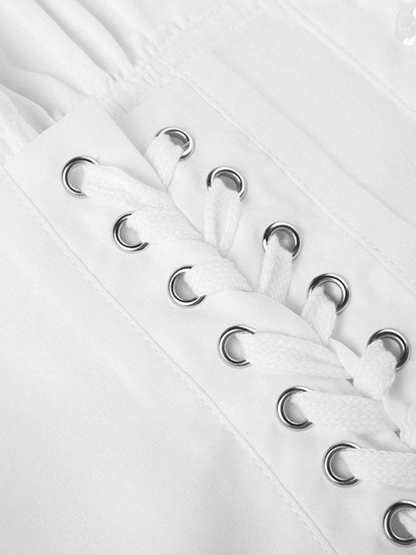 WHITE CORSET-STYLE BLOUSE WITH SLIM STRAPS