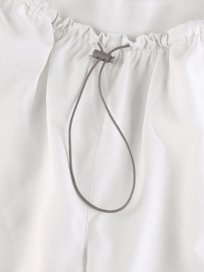 WHITE DRAWSTRING TRACK PANTS - TRENDY CASUAL PANTS