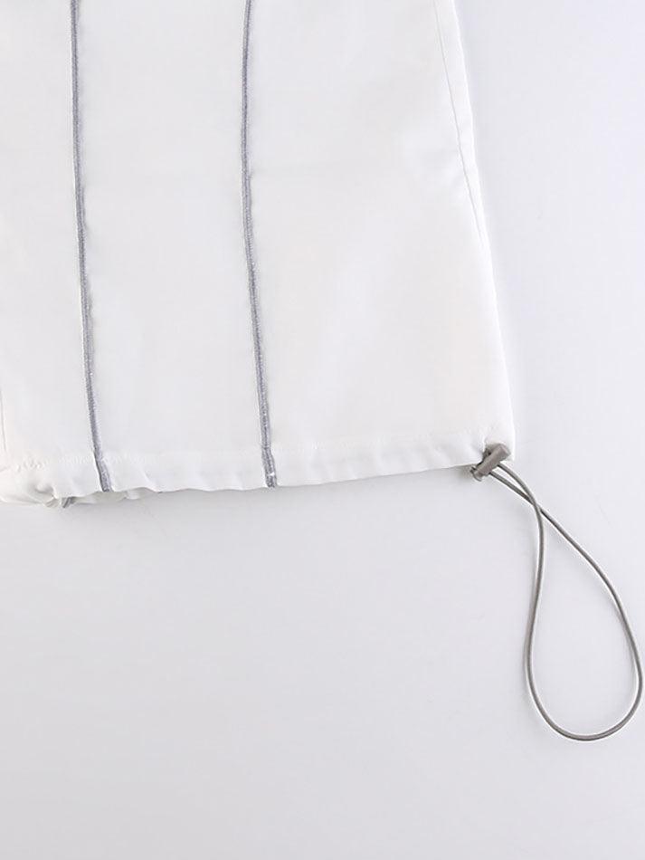 WHITE DRAWSTRING TRACK PANTS - TRENDY CASUAL PANTS