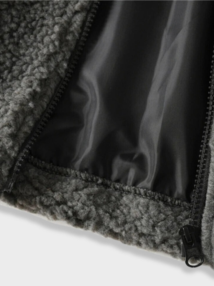 WHITE FLEECE ZIP-UP JACKET VESTE LAMSWOOL PROGRESS