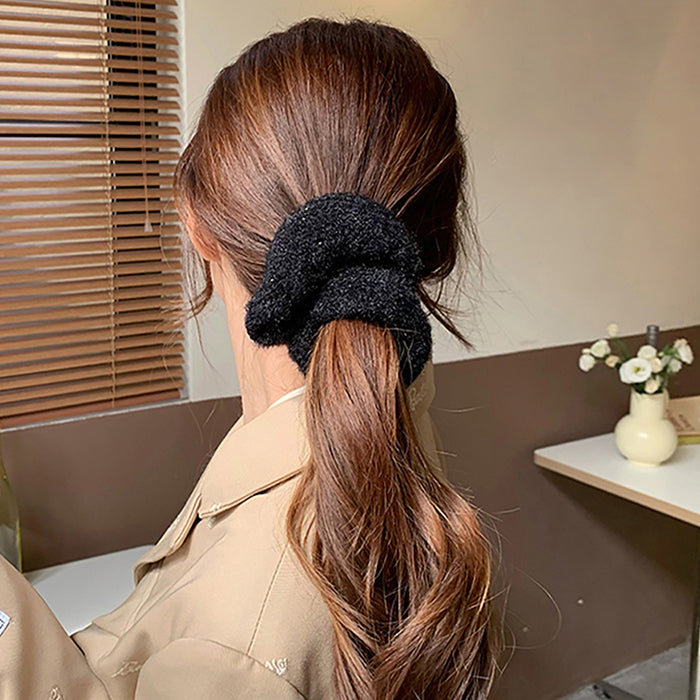 WHITE FLUFFY SCRUNCHIE HAIR ACCESSORY FOR WOMEN