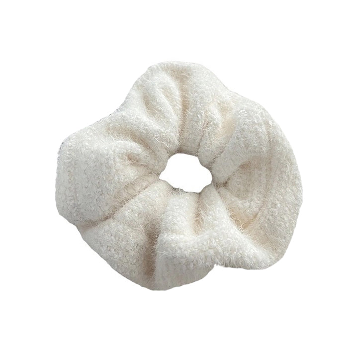 WHITE FLUFFY SCRUNCHIE HAIR ACCESSORY FOR WOMEN