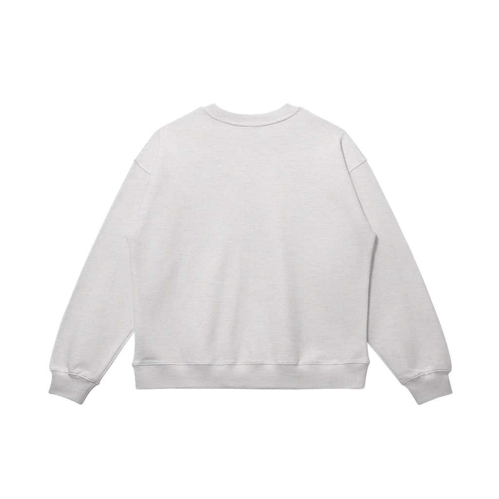 WHITE GRAPHIC CREWNECK SWEATSHIRT OVERSIZED UNISEX SWEATER BRIGHT